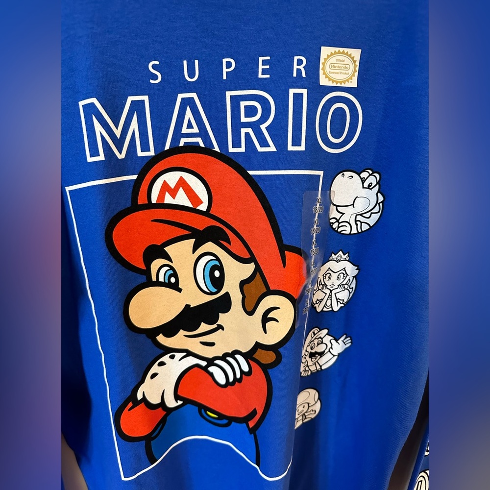 Super Mario Boys Blue Long Sleeve Tshirt NWT Size XL